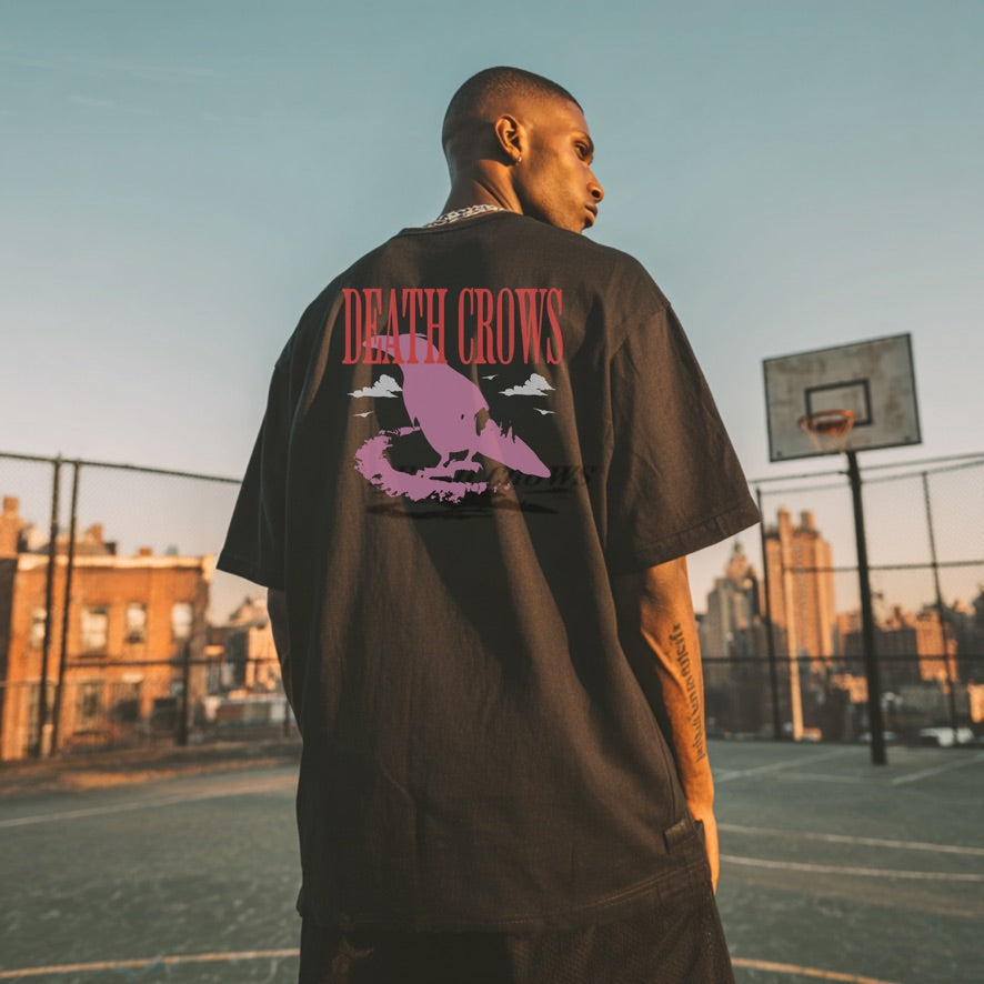 Death Crows Pocket T‑Shirt — Vintage Gothic Raven Graphic Tee