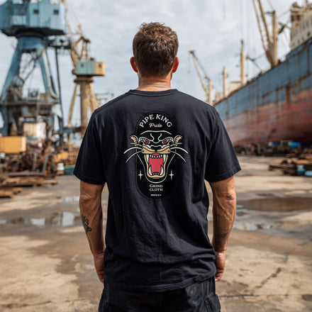 Vintage Cotton Pocket T-Shirt — "Pipe King" Graphic