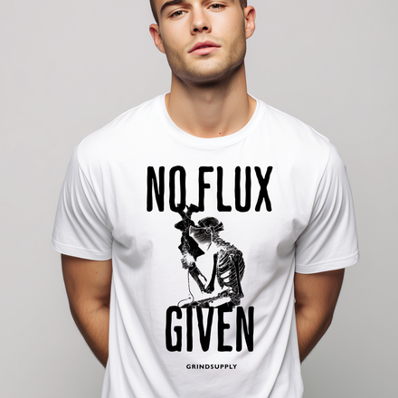 No Flux Given Graphic T-Shirt — Edgy Vintage Skeleton Design