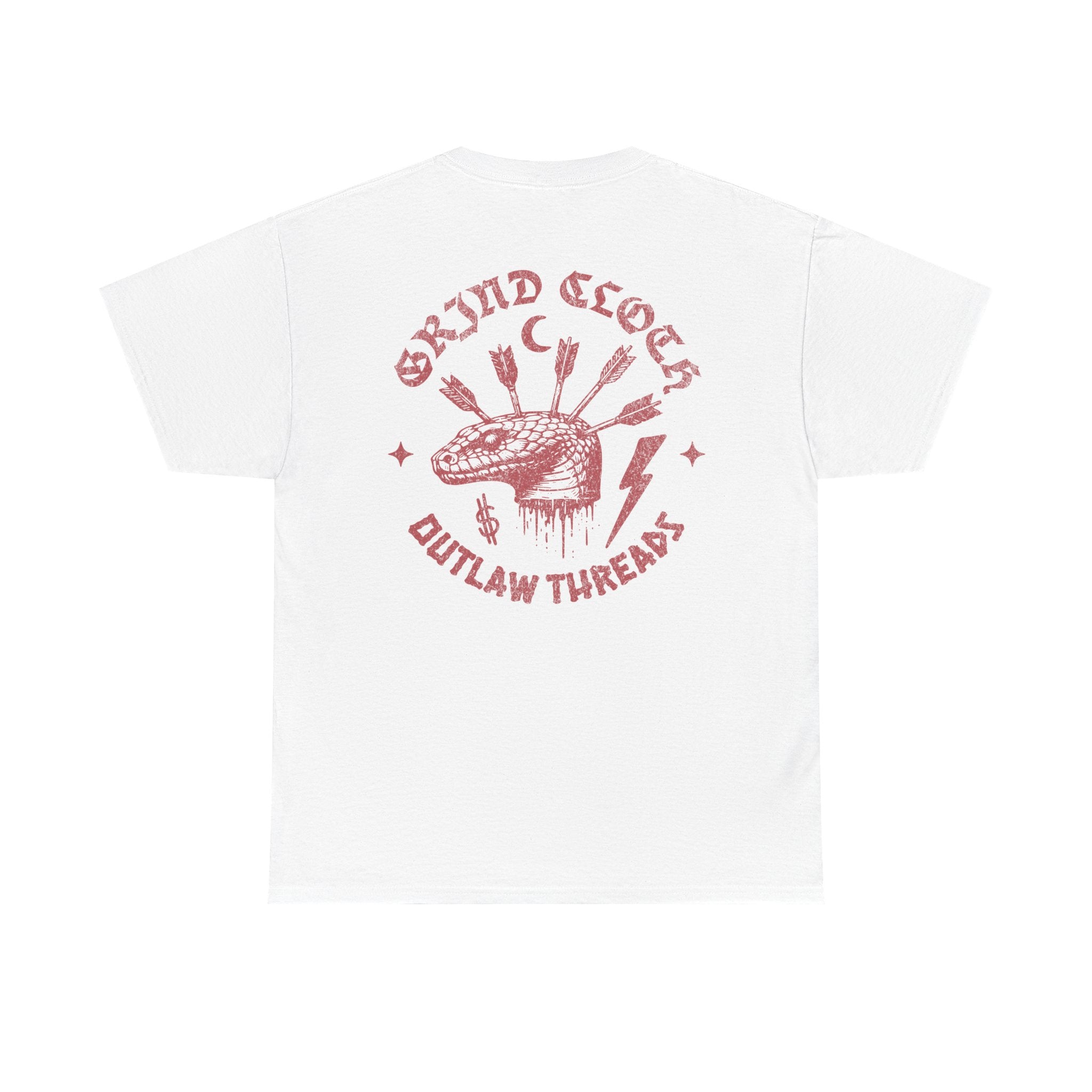 Graphic Tee — 'Grind Clocker Outlaw Threads' Skull & Dagger Back Print