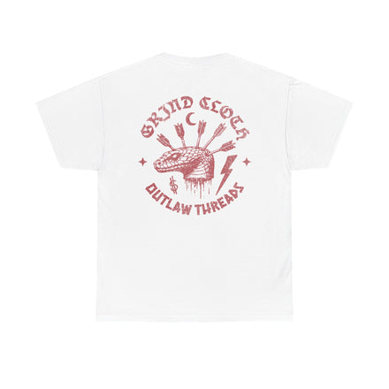 Graphic Tee — 'Grind Clocker Outlaw Threads' Skull & Dagger Back Print